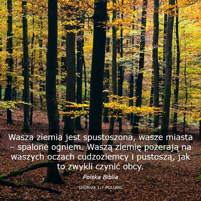 Picture 03 - Izajasza 1:7 POLUBG - Wasza ziemia jest spustoszona, wasze miasta – - Bible Verse Picture