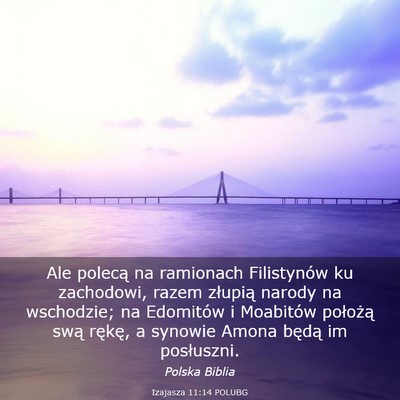 Picture 03 - Izajasza 11:14 POLUBG - Ale polecą na ramionach Filistynów ku - Bible Verse Picture