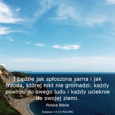 Picture 03 - Izajasza 13:14 POLUBG - I będzie jak spłoszona sarna i jak trzoda, - Bible Verse Picture