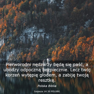 Picture 03 - Izajasza 14:30 POLUBG - Pierworodni nędzarzy będą się paść, a - Bible Verse Picture
