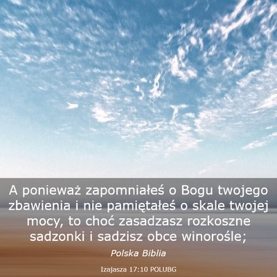 Picture 03 - Izajasza 17:10 POLUBG - A ponieważ zapomniałeś o Bogu twojego - Bible Verse Picture