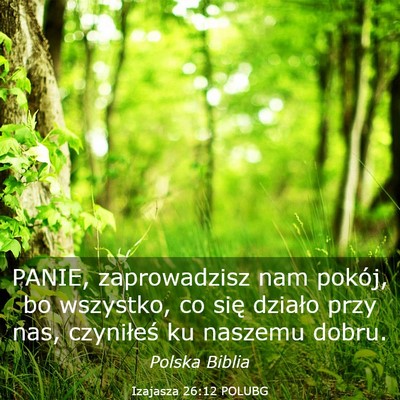 Picture 03 - Izajasza 26:12 POLUBG - PANIE, zaprowadzisz nam pokój, bo wszystko, co - Bible Verse Picture