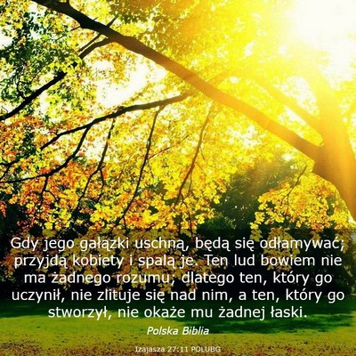 Picture 03 - Izajasza 27:11 POLUBG - Gdy jego gałązki uschną, będą się - Bible Verse Picture