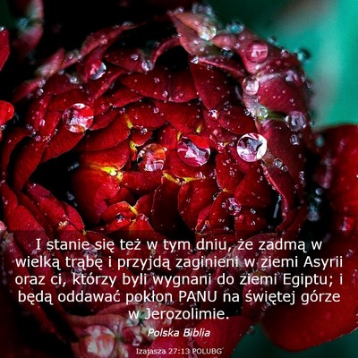 Picture 03 - Izajasza 27:13 POLUBG - I stanie się też w tym dniu, że zadmą w - Bible Verse Picture
