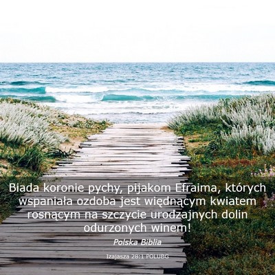Picture 03 - Izajasza 28:1 POLUBG - Biada koronie pychy, pijakom Efraima, których - Bible Verse Picture