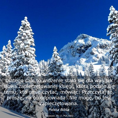 Picture 03 - Izajasza 29:11 POLUBG - Dlatego całe to widzenie stało się dla was jak - Bible Verse Picture