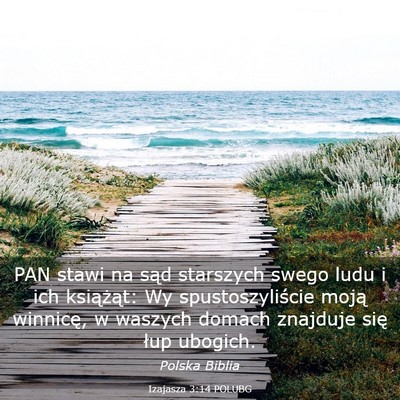 Picture 03 - Izajasza 3:14 POLUBG - PAN stawi na sąd starszych swego ludu i ich - Bible Verse Picture