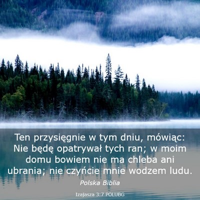 Picture 03 - Izajasza 3:7 POLUBG - Ten przysięgnie w tym dniu, mówiąc: Nie będę - Bible Verse Picture