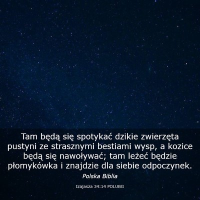 Picture 03 - Izajasza 34:14 POLUBG - Tam będą się spotykać dzikie zwierzęta - Bible Verse Picture