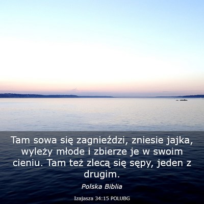 Picture 03 - Izajasza 34:15 POLUBG - Tam sowa się zagnieździ, zniesie jajka, wyleży - Bible Verse Picture