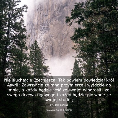 Picture 03 - Izajasza 36:16 POLUBG - Nie słuchajcie Ezechiasza. Tak bowiem - Bible Verse Picture