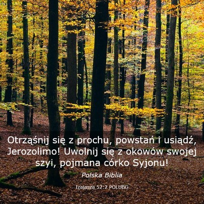 Picture 03 - Izajasza 52:2 POLUBG - Otrząśnij się z prochu, powstań i usiądź, - Bible Verse Picture