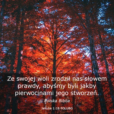 Picture 03 - Jakuba 1:18 POLUBG - Ze swojej woli zrodził nas słowem prawdy, - Bible Verse Picture