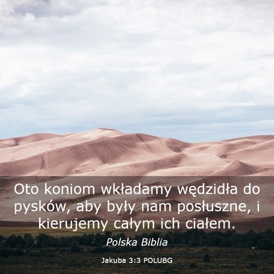 Picture 03 - Jakuba 3:3 POLUBG - Oto koniom wkładamy wędzidła do pysków, aby - Bible Verse Picture