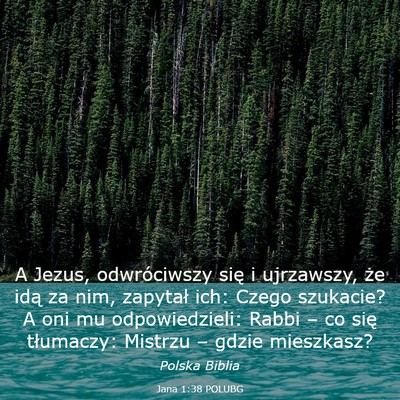 Picture 03 - Jana 1:38 POLUBG - A Jezus, odwróciwszy się i ujrzawszy, że idą - Bible Verse Picture