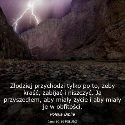 Picture 03 - Jana 10:10 POLUBG - Złodziej przychodzi tylko po to, żeby kraść, - Bible Verse Picture