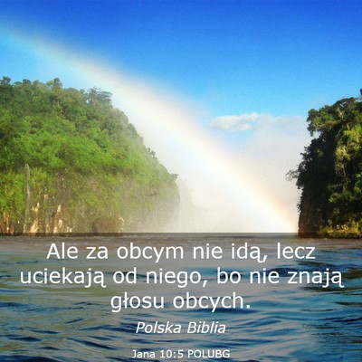 Picture 03 - Jana 10:5 POLUBG - Ale za obcym nie idą, lecz uciekają od niego, - Bible Verse Picture