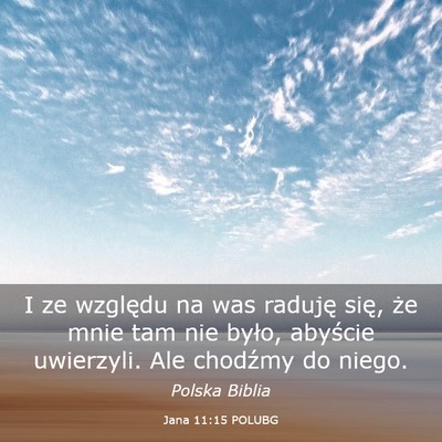 Picture 03 - Jana 11:15 POLUBG - I ze względu na was raduję się, że mnie tam - Bible Verse Picture