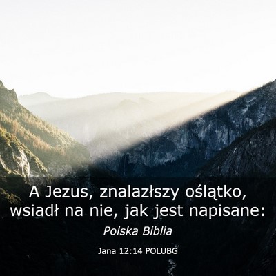 Picture 03 - Jana 12:14 POLUBG - A Jezus, znalazłszy oślątko, wsiadł na nie, - Bible Verse Picture