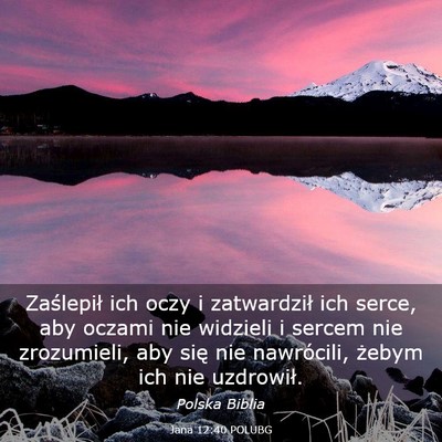 Picture 03 - Jana 12:40 POLUBG - Zaślepił ich oczy i zatwardził ich serce, aby - Bible Verse Picture