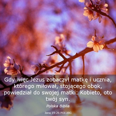 Picture 03 - Jana 19:26 POLUBG - Gdy więc Jezus zobaczył matkę i ucznia, - Bible Verse Picture