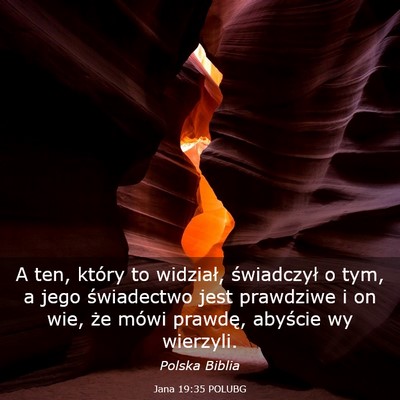 Picture 03 - Jana 19:35 POLUBG - A ten, który to widział, świadczył o tym, a - Bible Verse Picture
