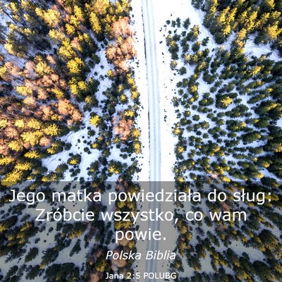 Picture 03 - Jana 2:5 POLUBG - Jego matka powiedziała do sług: Zróbcie - Bible Verse Picture