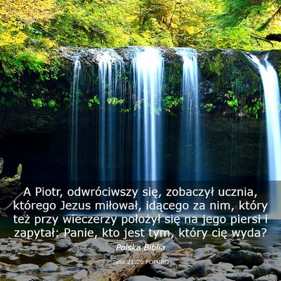Picture 03 - Jana 21:20 POLUBG - A Piotr, odwróciwszy się, zobaczył ucznia, - Bible Verse Picture