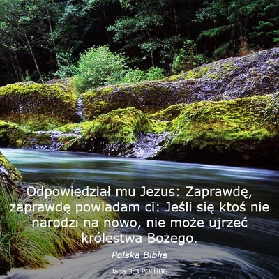 Picture 03 - Jana 3:3 POLUBG - Odpowiedział mu Jezus: Zaprawdę, zaprawdę - Bible Verse Picture