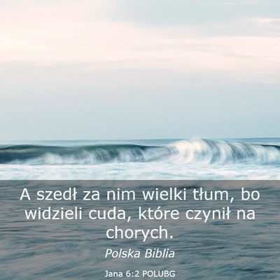 Picture 03 - Jana 6:2 POLUBG - A szedł za nim wielki tłum, bo widzieli cuda, - Bible Verse Picture