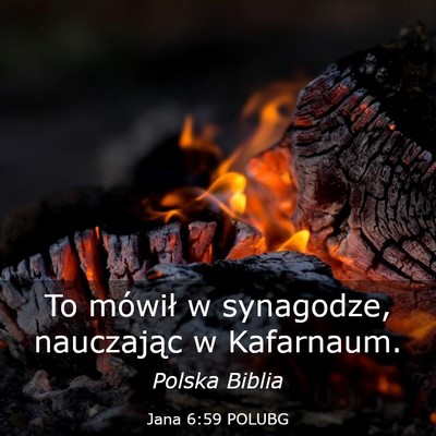 Picture 03 - Jana 6:59 POLUBG - To mówił w synagodze, nauczając w - Bible Verse Picture