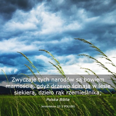 Picture 03 - Jeremiasza 10:3 POLUBG - Zwyczaje tych narodów są bowiem marnością, - Bible Verse Picture