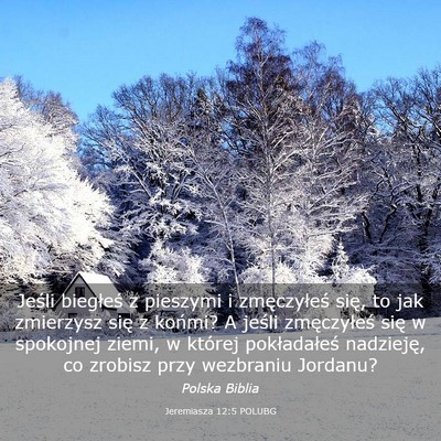 Picture 03 - Jeremiasza 12:5 POLUBG - Jeśli biegłeś z pieszymi i zmęczyłeś się, - Bible Verse Picture