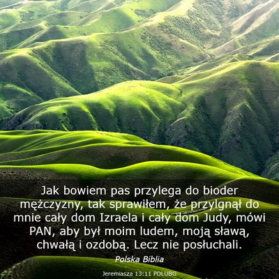 Picture 03 - Jeremiasza 13:11 POLUBG - Jak bowiem pas przylega do bioder mężczyzny, - Bible Verse Picture