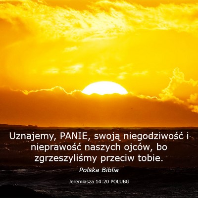 Picture 03 - Jeremiasza 14:20 POLUBG - Uznajemy, PANIE, swoją niegodziwość i - Bible Verse Picture