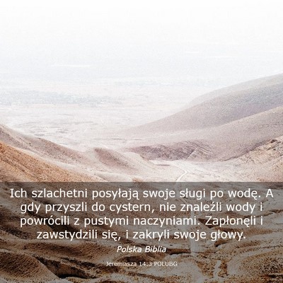 Picture 03 - Jeremiasza 14:3 POLUBG - Ich szlachetni posyłają swoje sługi po wodę. - Bible Verse Picture