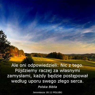 Picture 03 - Jeremiasza 18:12 POLUBG - Ale oni odpowiedzieli: Nic z tego. Pójdziemy - Bible Verse Picture