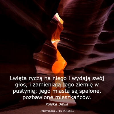 Picture 03 - Jeremiasza 2:15 POLUBG - Lwięta ryczą na niego i wydają swój głos, i - Bible Verse Picture