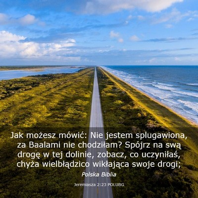 Picture 03 - Jeremiasza 2:23 POLUBG - Jak możesz mówić: Nie jestem splugawiona, za - Bible Verse Picture