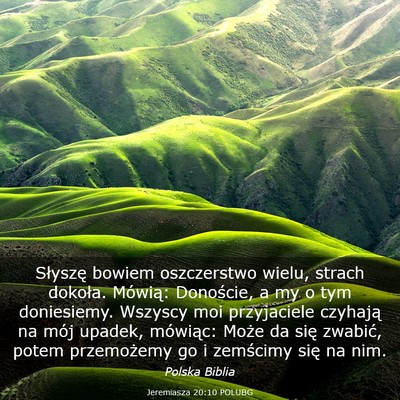 Picture 03 - Jeremiasza 20:10 POLUBG - Słyszę bowiem oszczerstwo wielu, strach - Bible Verse Picture