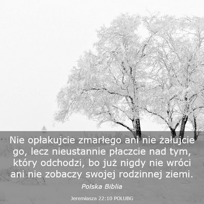 Picture 03 - Jeremiasza 22:10 POLUBG - Nie opłakujcie zmarłego ani nie żałujcie go, - Bible Verse Picture