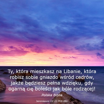 Picture 03 - Jeremiasza 22:23 POLUBG - Ty, która mieszkasz na Libanie, która robisz - Bible Verse Picture