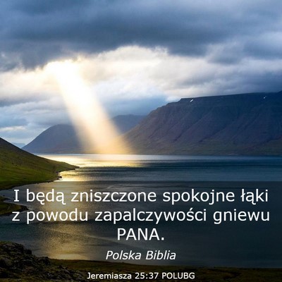 Picture 03 - Jeremiasza 25:37 POLUBG - I będą zniszczone spokojne łąki z powodu - Bible Verse Picture