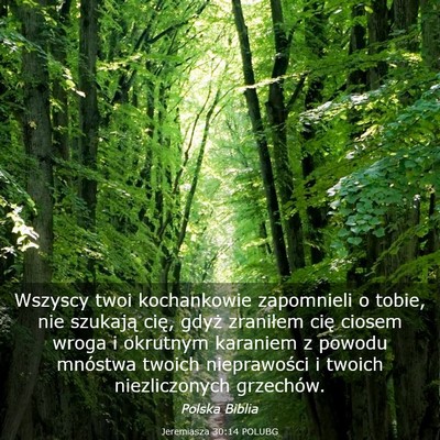 Picture 03 - Jeremiasza 30:14 POLUBG - Wszyscy twoi kochankowie zapomnieli o tobie, nie - Bible Verse Picture