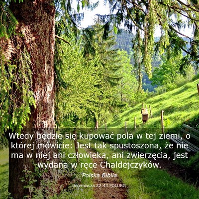 Picture 03 - Jeremiasza 32:43 POLUBG - Wtedy będzie się kupować pola w tej ziemi, o - Bible Verse Picture