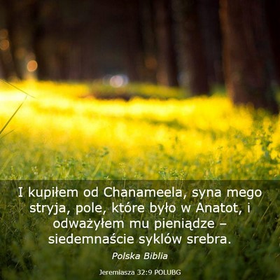 Picture 03 - Jeremiasza 32:9 POLUBG - I kupiłem od Chanameela, syna mego stryja, pole, - Bible Verse Picture