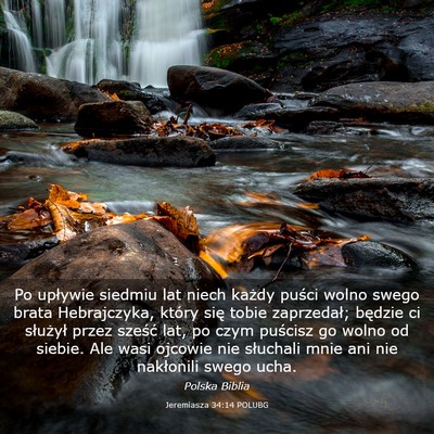 Picture 03 - Jeremiasza 34:14 POLUBG - Po upływie siedmiu lat niech każdy puści wolno - Bible Verse Picture