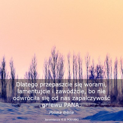 Picture 03 - Jeremiasza 4:8 POLUBG - Dlatego przepaszcie się worami, lamentujcie i - Bible Verse Picture