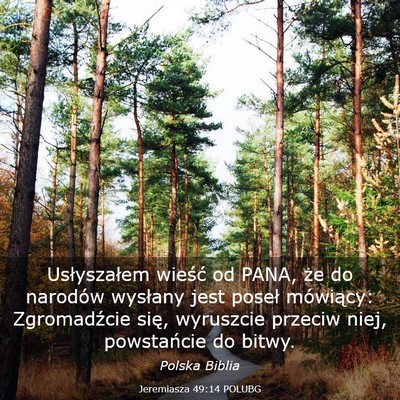 Picture 03 - Jeremiasza 49:14 POLUBG - Usłyszałem wieść od PANA, że do narodów - Bible Verse Picture