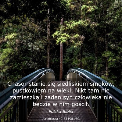 Picture 03 - Jeremiasza 49:33 POLUBG - Chasor stanie się siedliskiem smoków, - Bible Verse Picture